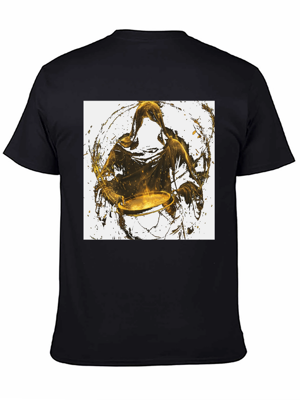 Hooded Drummer Graphic Black T-Shirt