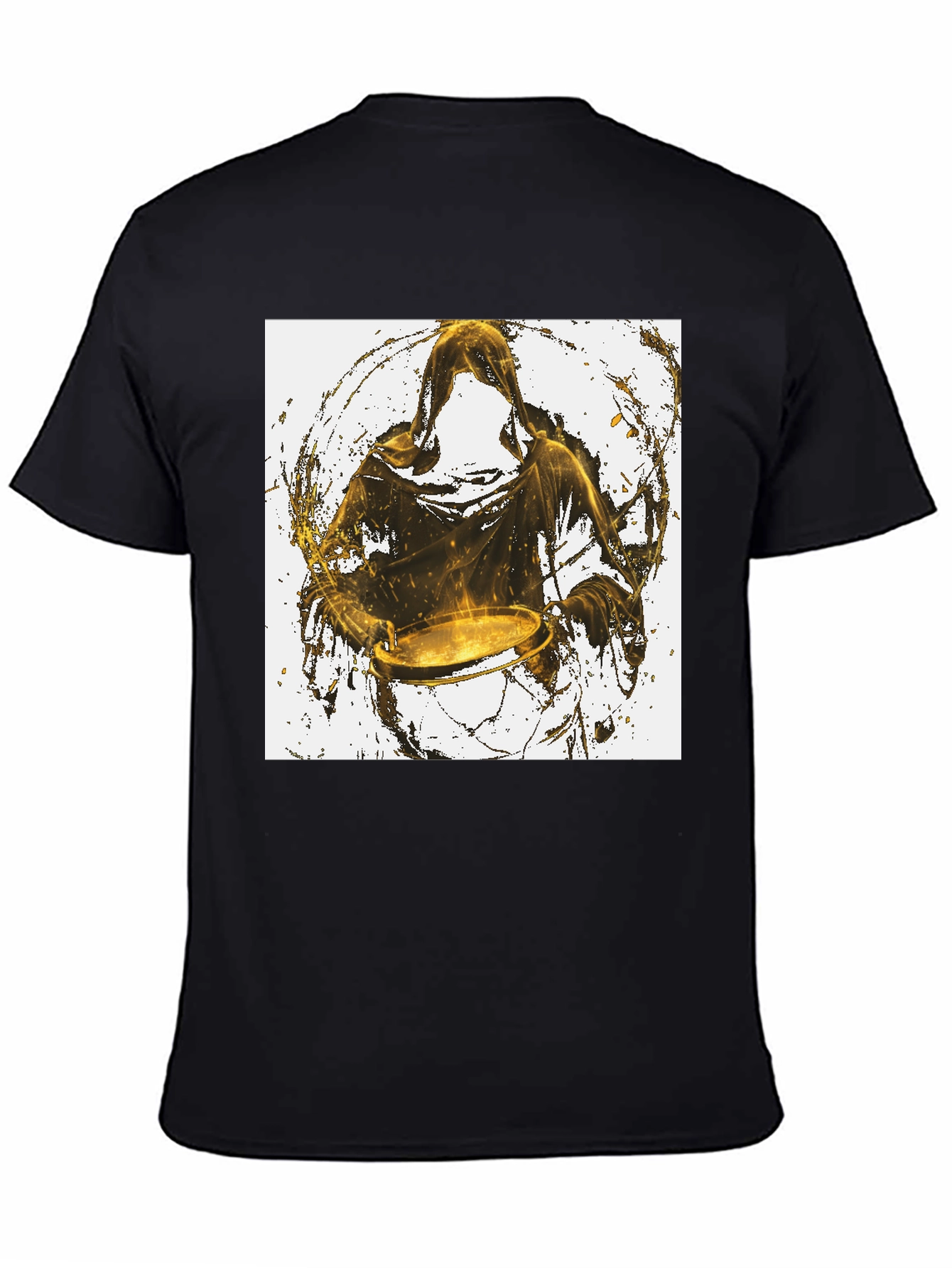Hooded Drummer Graphic Black T-Shirt