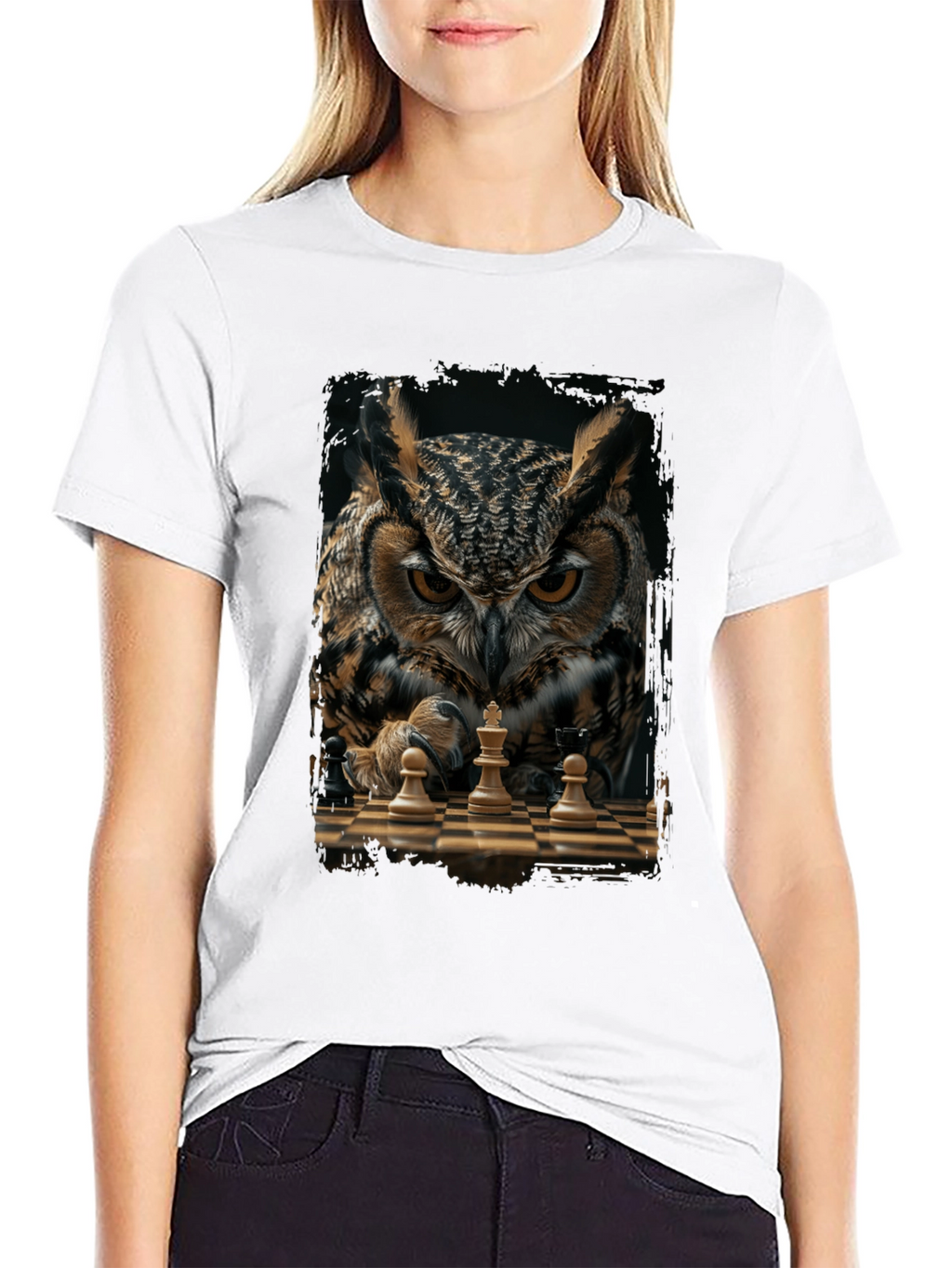 Owl Chess Master T-Shirt - Strategic Style