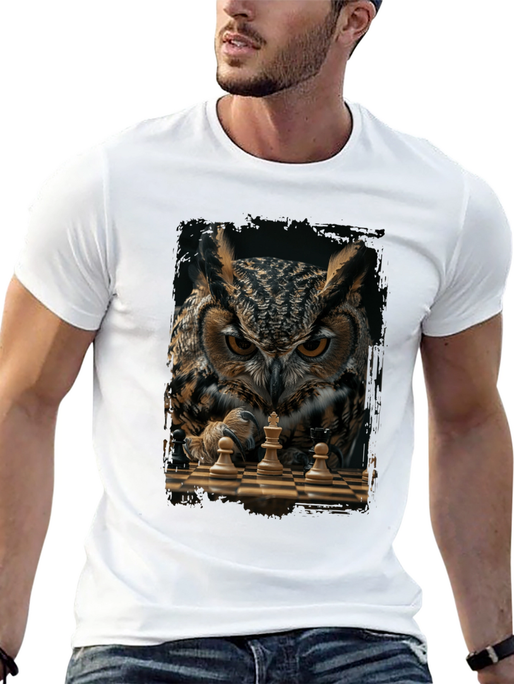 Owl Chess Master T-Shirt - Strategic Style