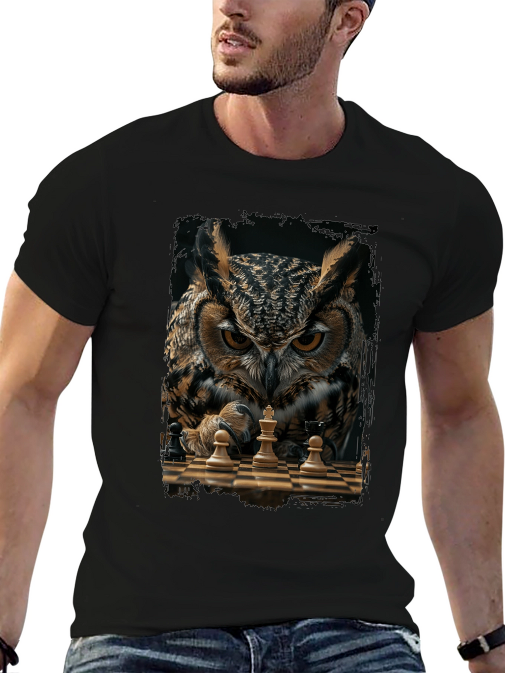 Owl Chess Master T-Shirt - Strategic Style
