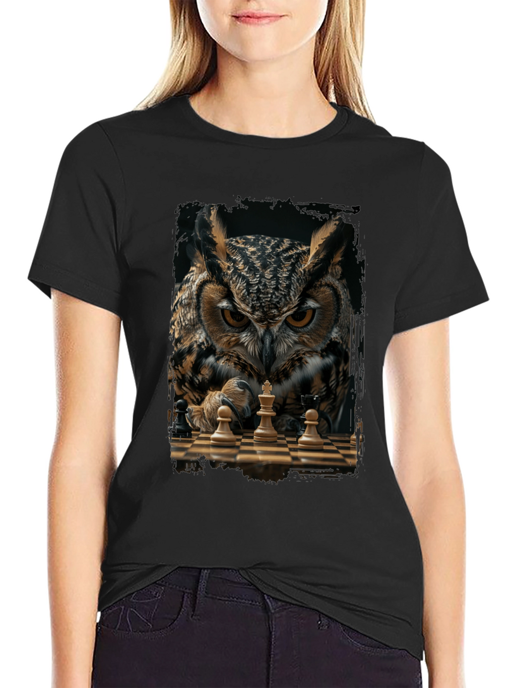 Owl Chess Master T-Shirt - Strategic Style