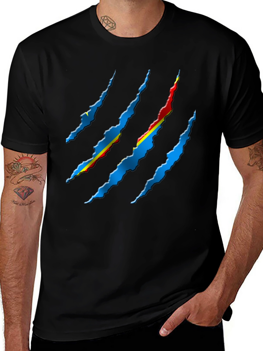 Ripped Flag Graphic Tee - Black
