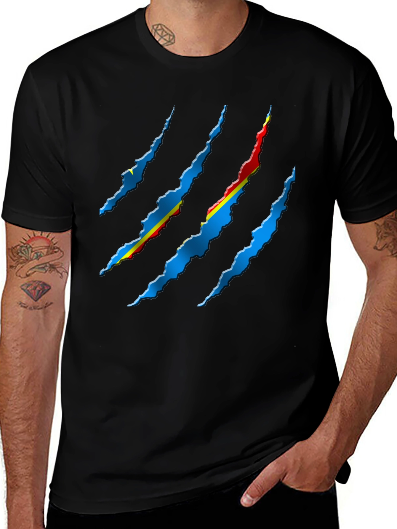 Ripped Flag Graphic Tee - Black