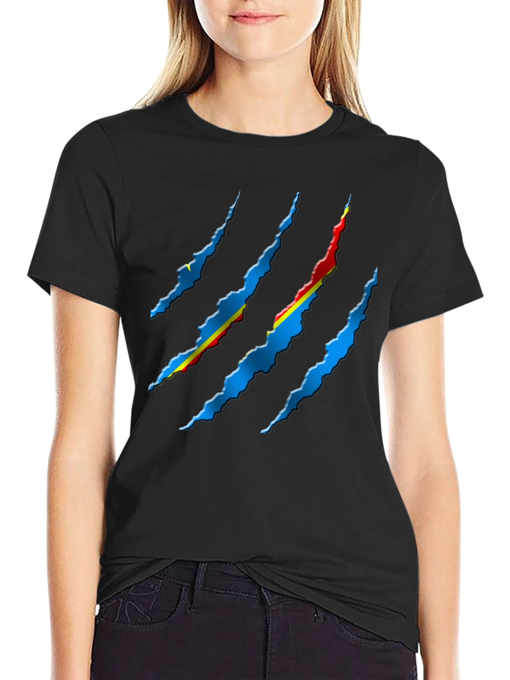 Ripped Flag Graphic Tee - Black