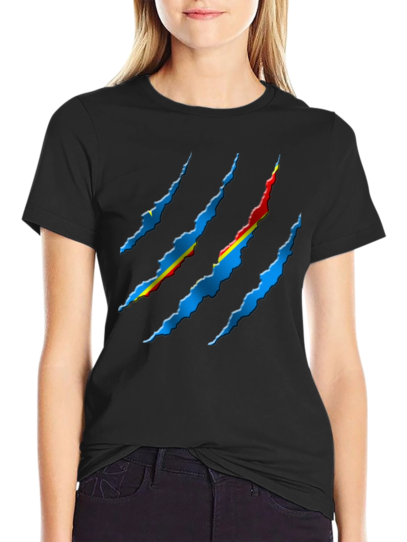 Ripped Flag Graphic Tee - Black