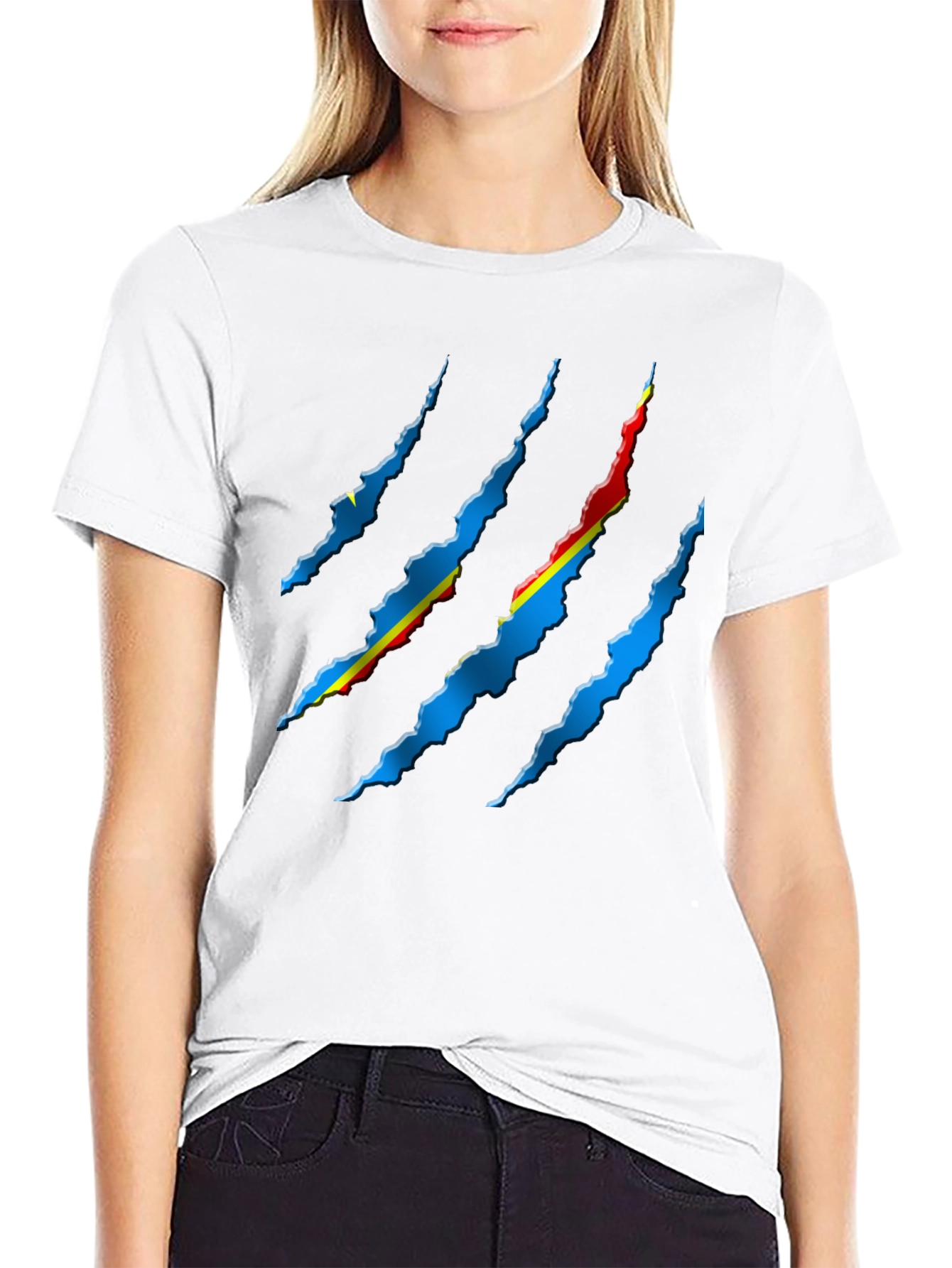 Ripped Flag Graphic Tee - Black