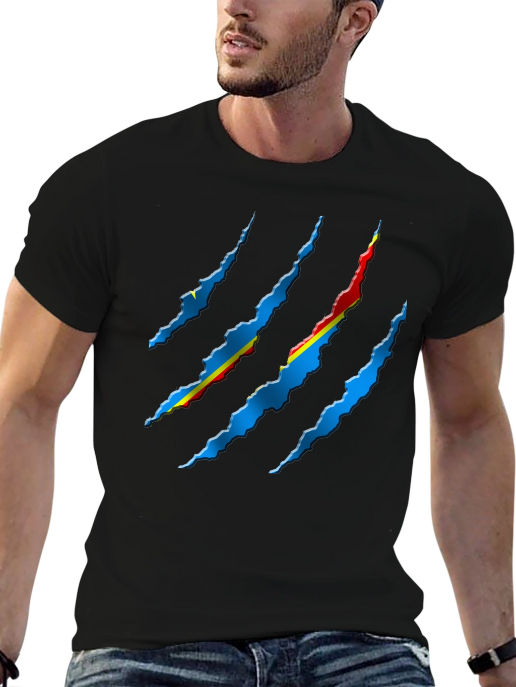 Ripped Flag Graphic Tee - Black