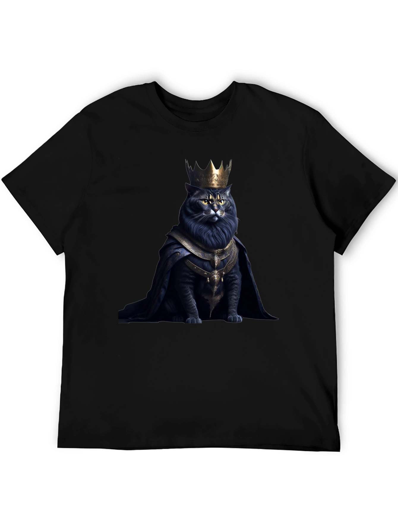 Regal Cat King Graphic Tee - Black