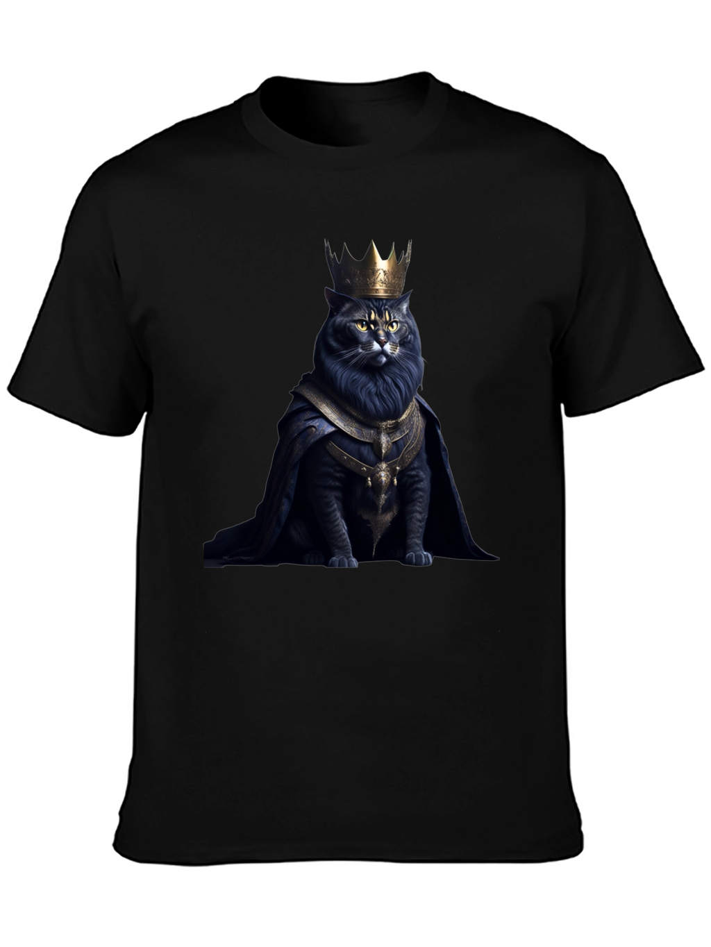 Regal Cat King Graphic Tee - Black