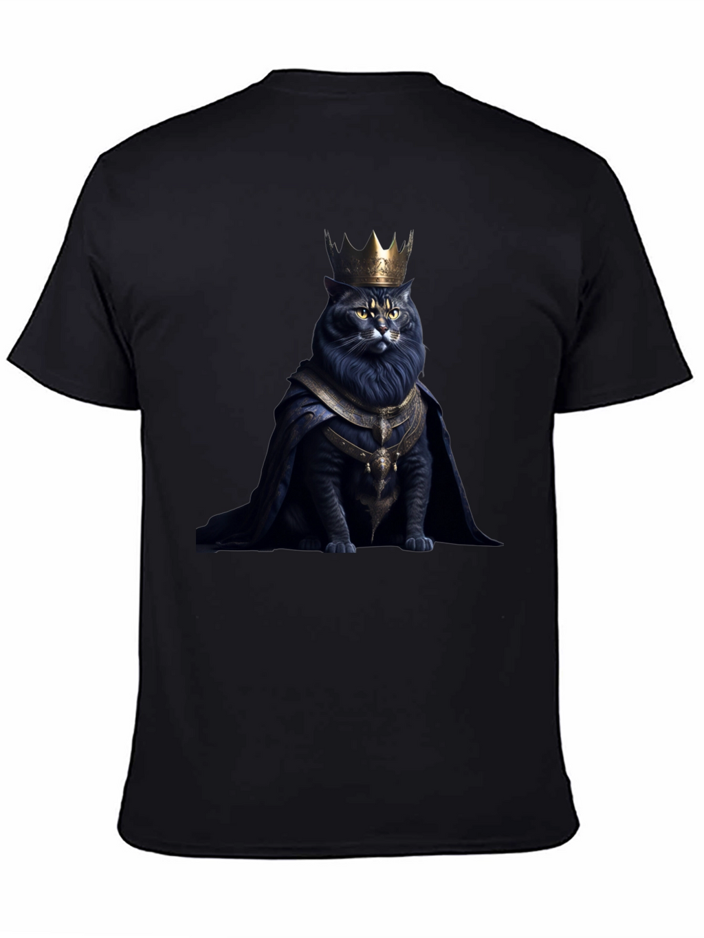 Regal Cat King Graphic Tee - Black