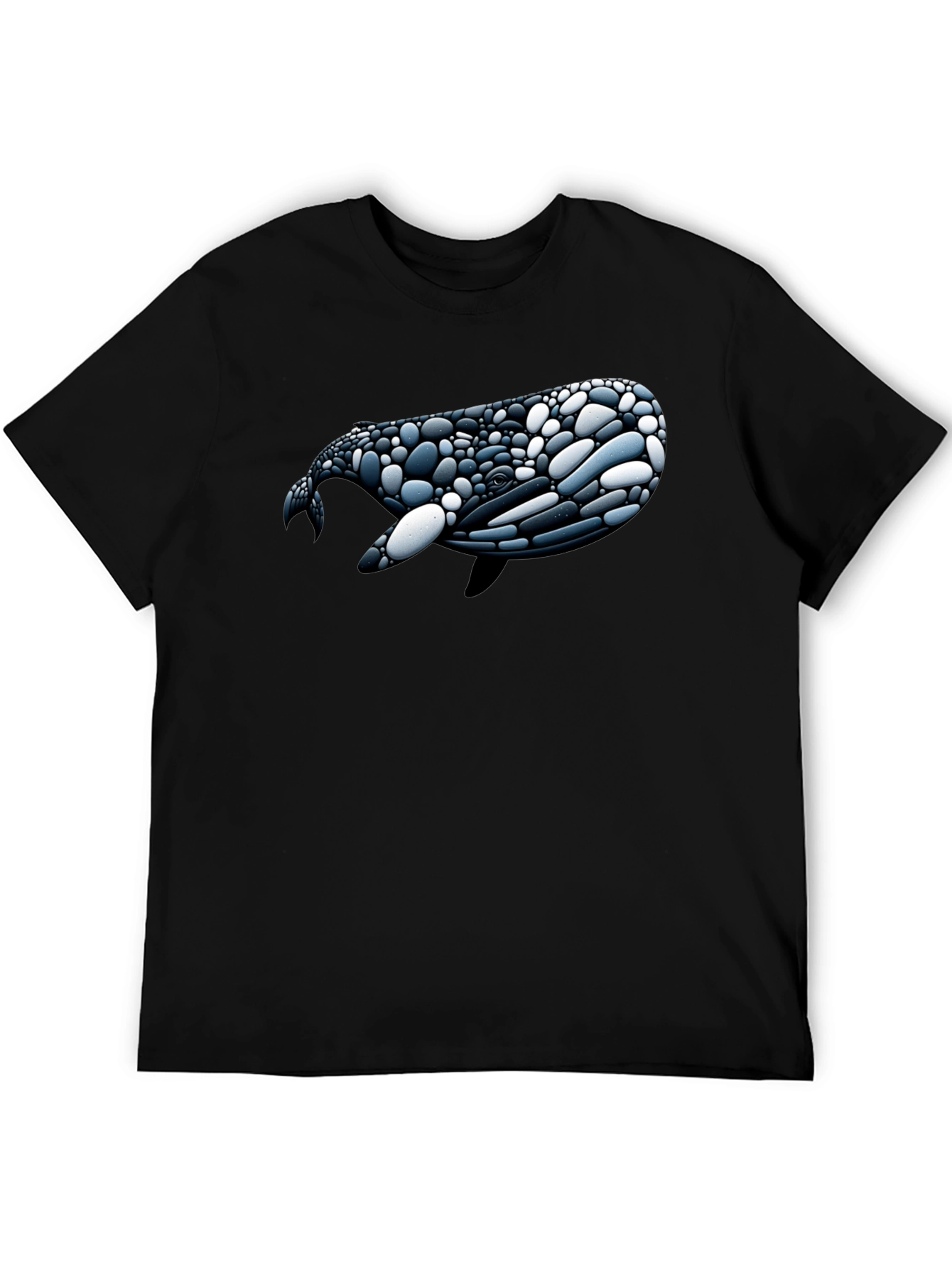 Whale Pebble Art Graphic Tee - Black
