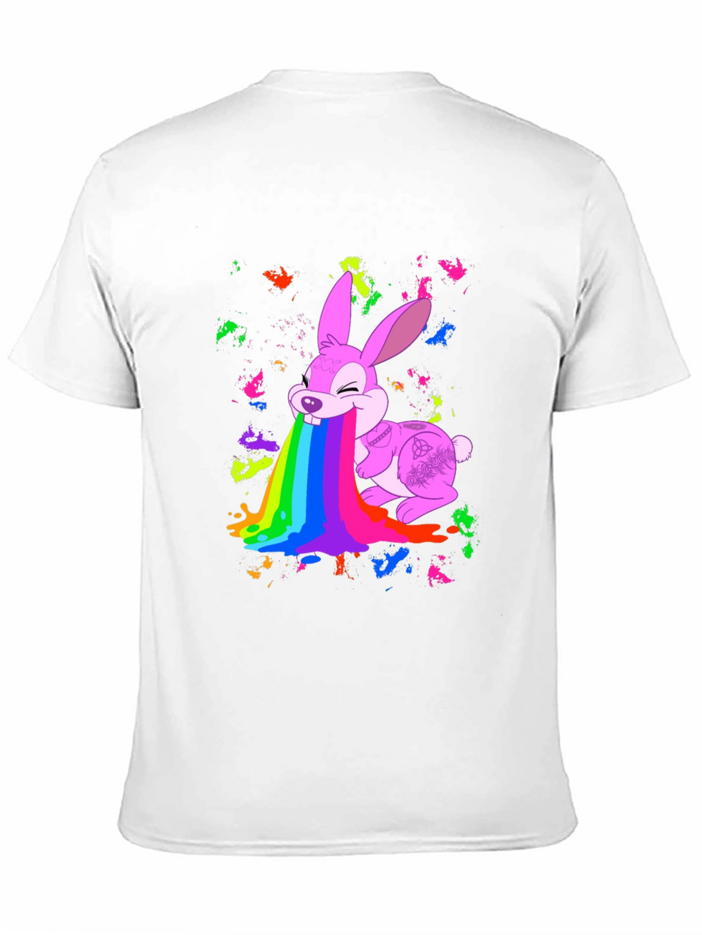 Rainbow Puke Bunny Black T-Shirt
