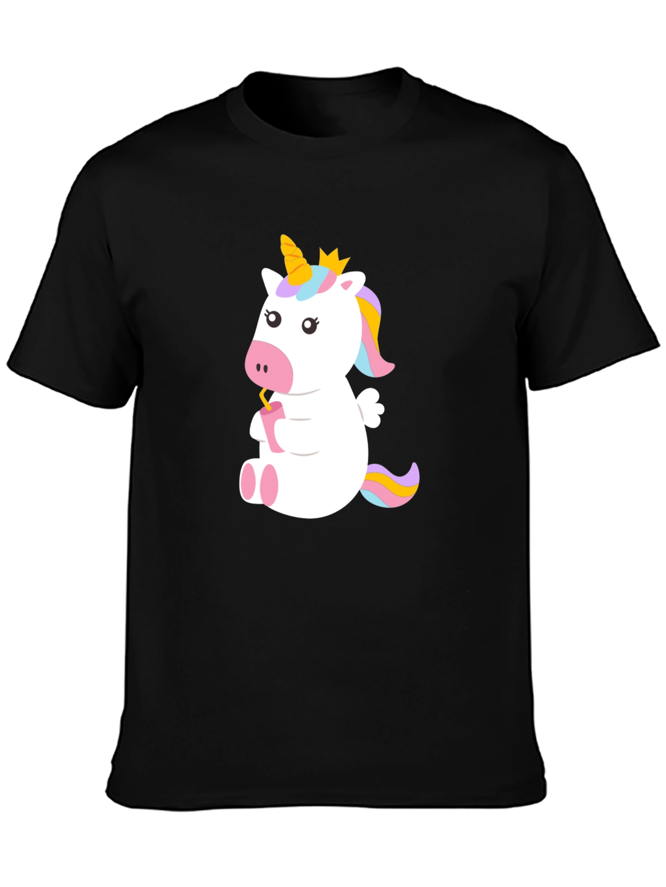 Cute Unicorn T-Shirt - Black Cotton Tee