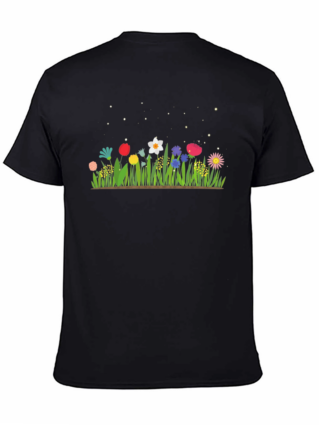 Floral Meadow Graphic Tee - Black Cotton