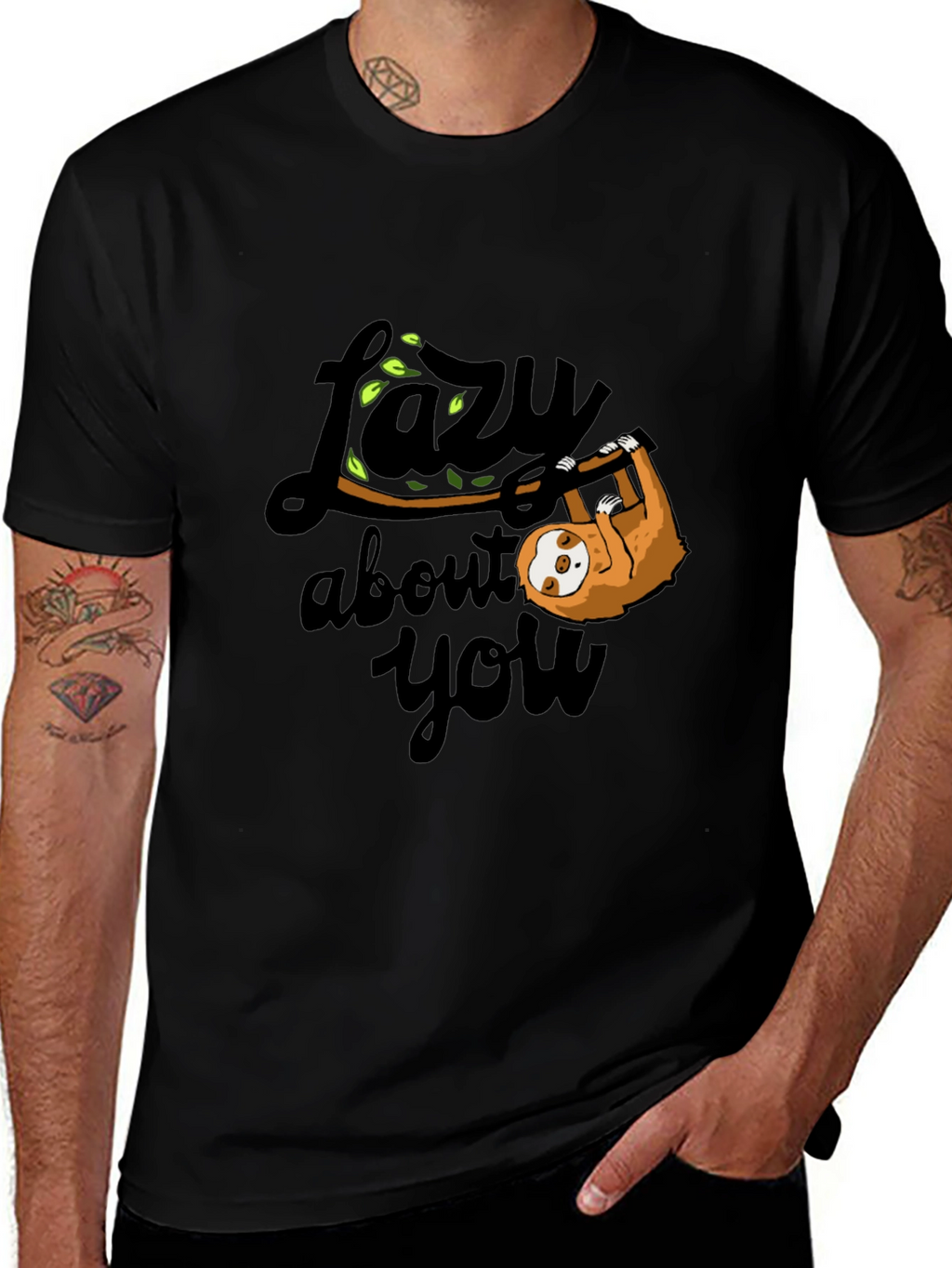 Lazy About You Sloth Graphic T-Shirt