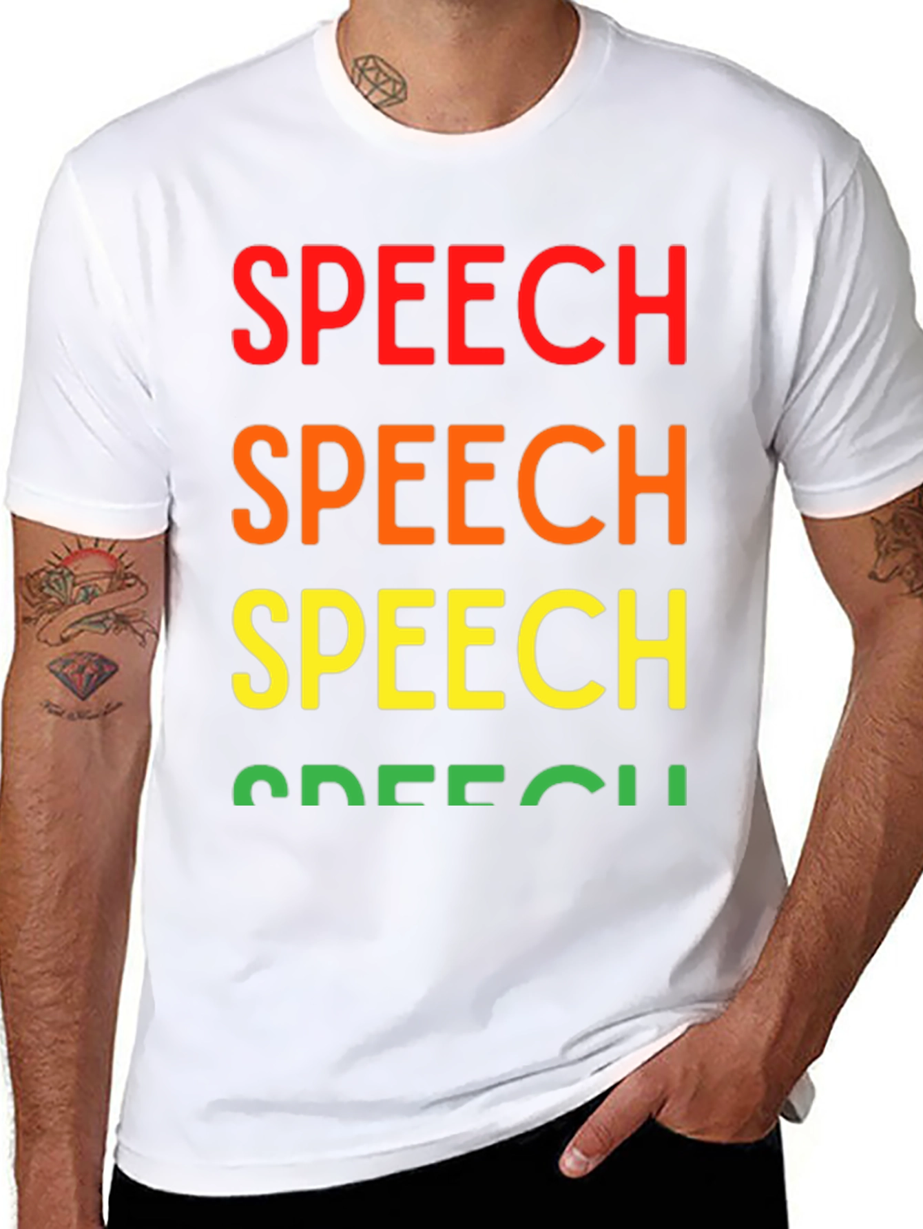 Rainbow Speech T-Shirt - Bold Statement Tee