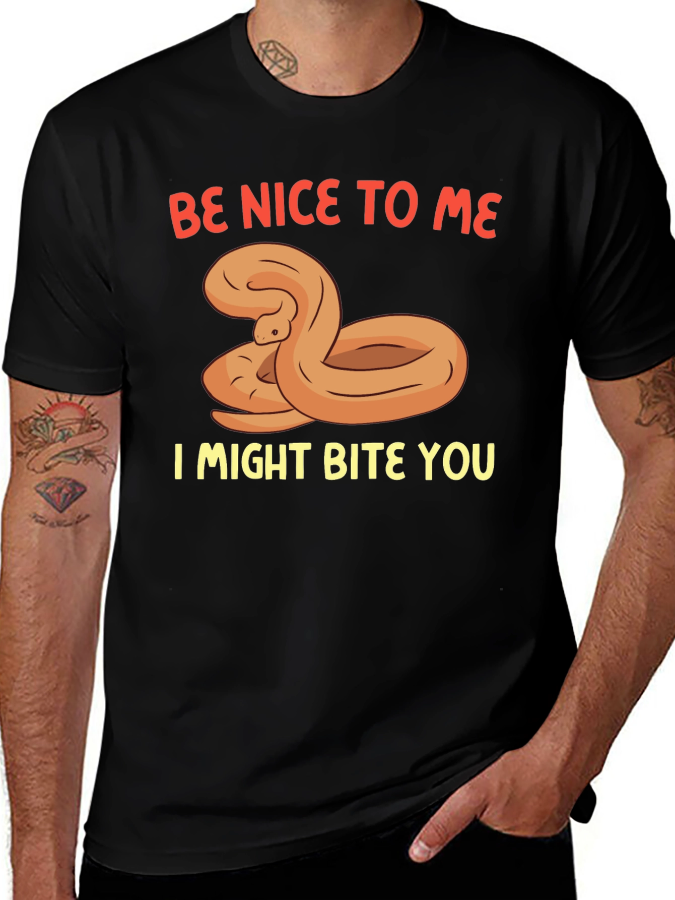 Funny Snake Graphic Tee - Be Nice I Might Bite!