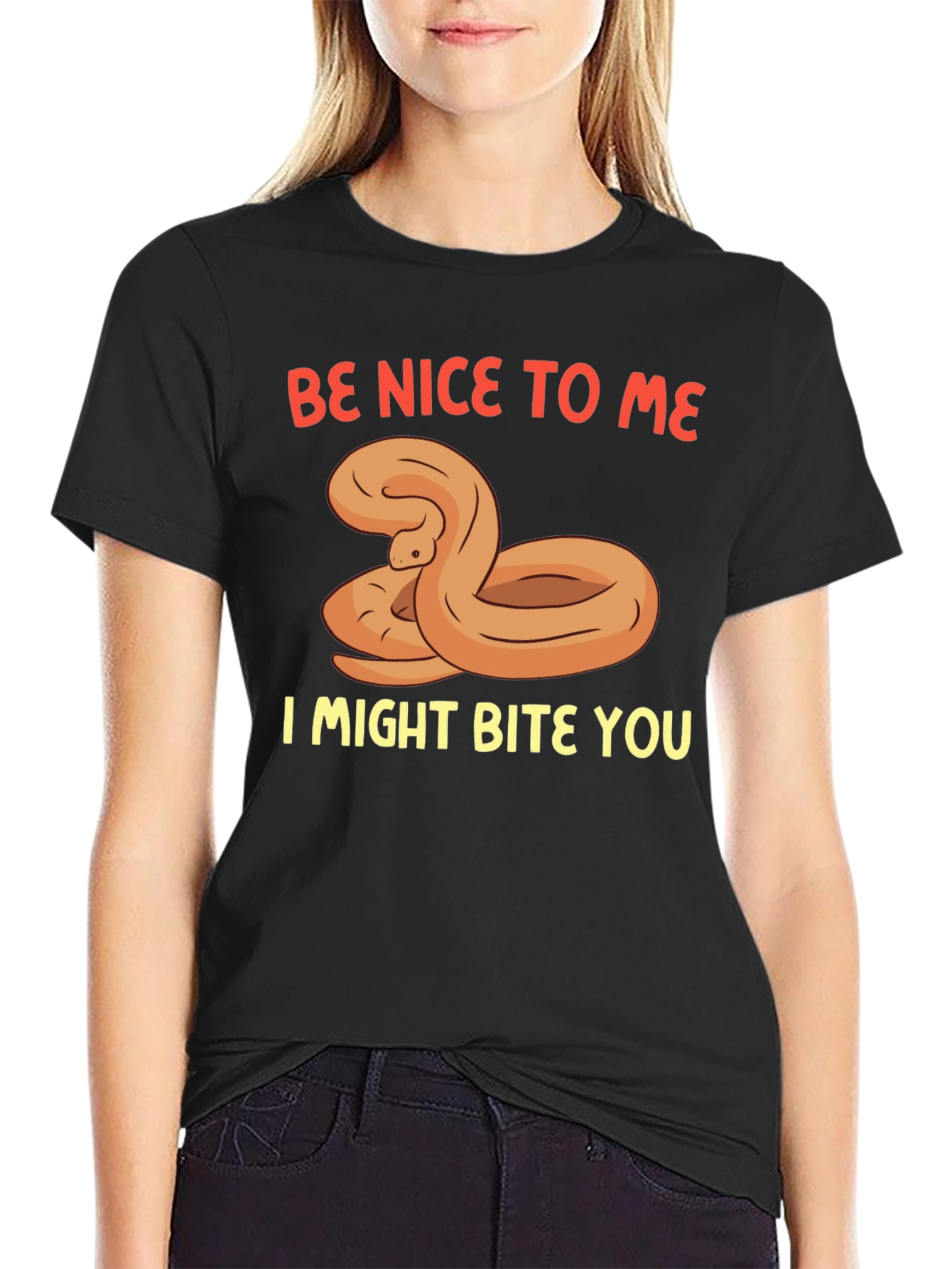 Funny Snake Graphic Tee - Be Nice I Might Bite!