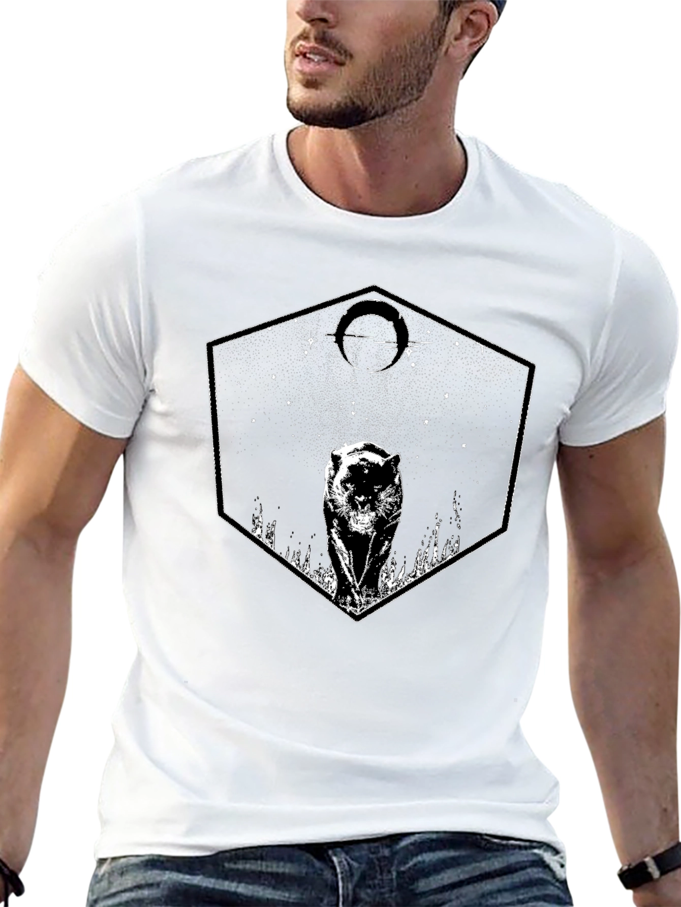 Graphic Tee - Black Panther Hexagon Design T-Shirt