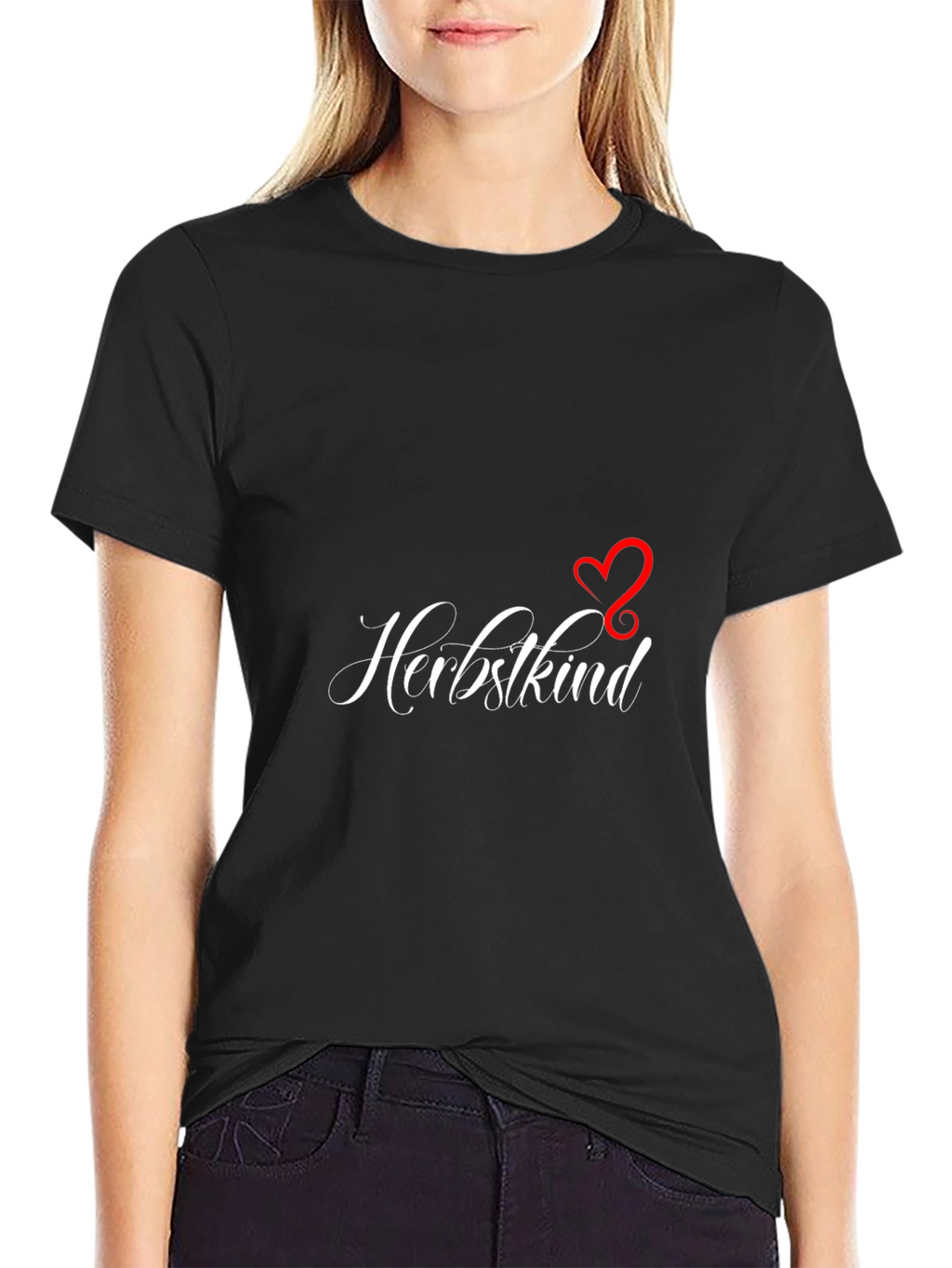 Herbstkind Heart Graphic Tee - Black Casual Shirt