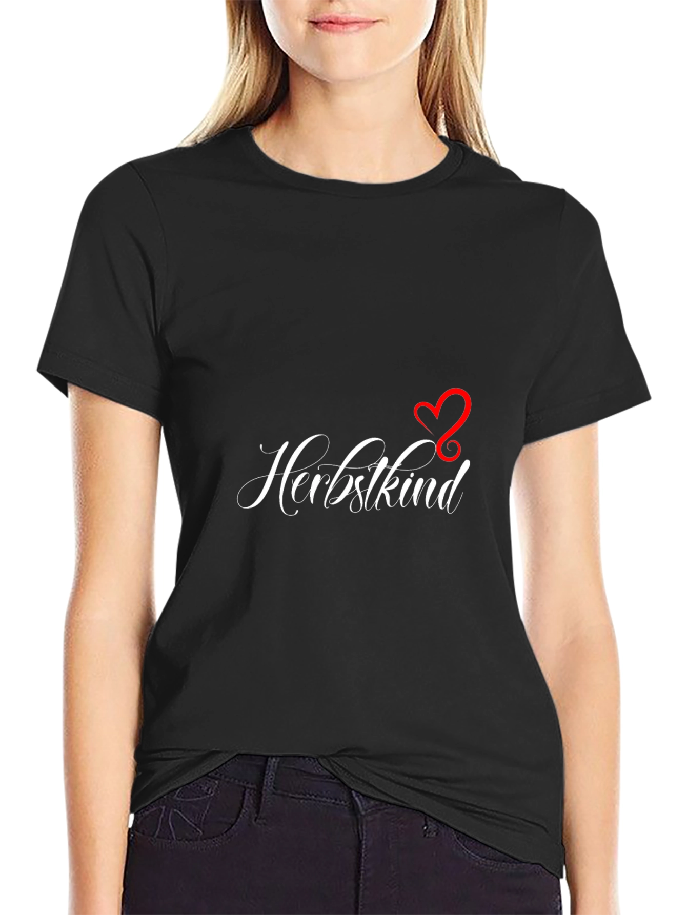 Herbstkind Heart Graphic Tee - Black Casual Shirt