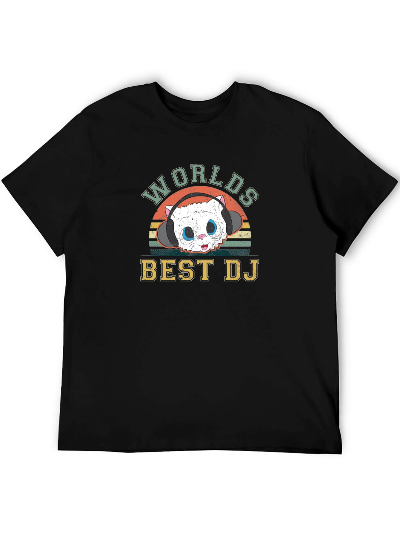 Worlds Best DJ Cat T-Shirt - Novelty Graphic Tee