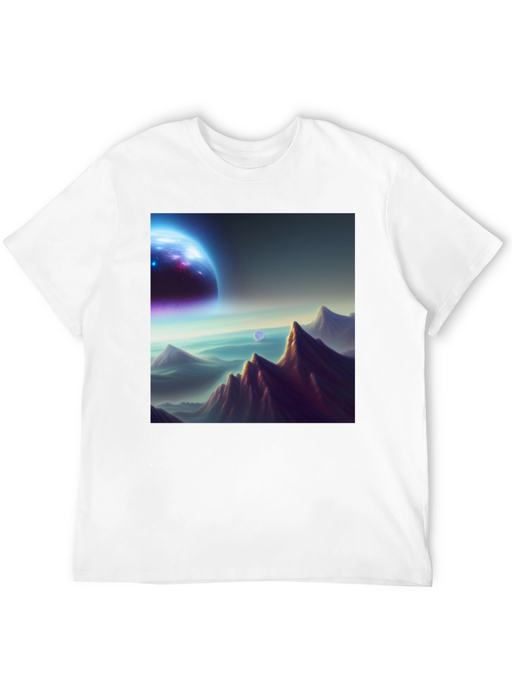 Cosmic Landscape Graphic Tee - Black Cotton Blend