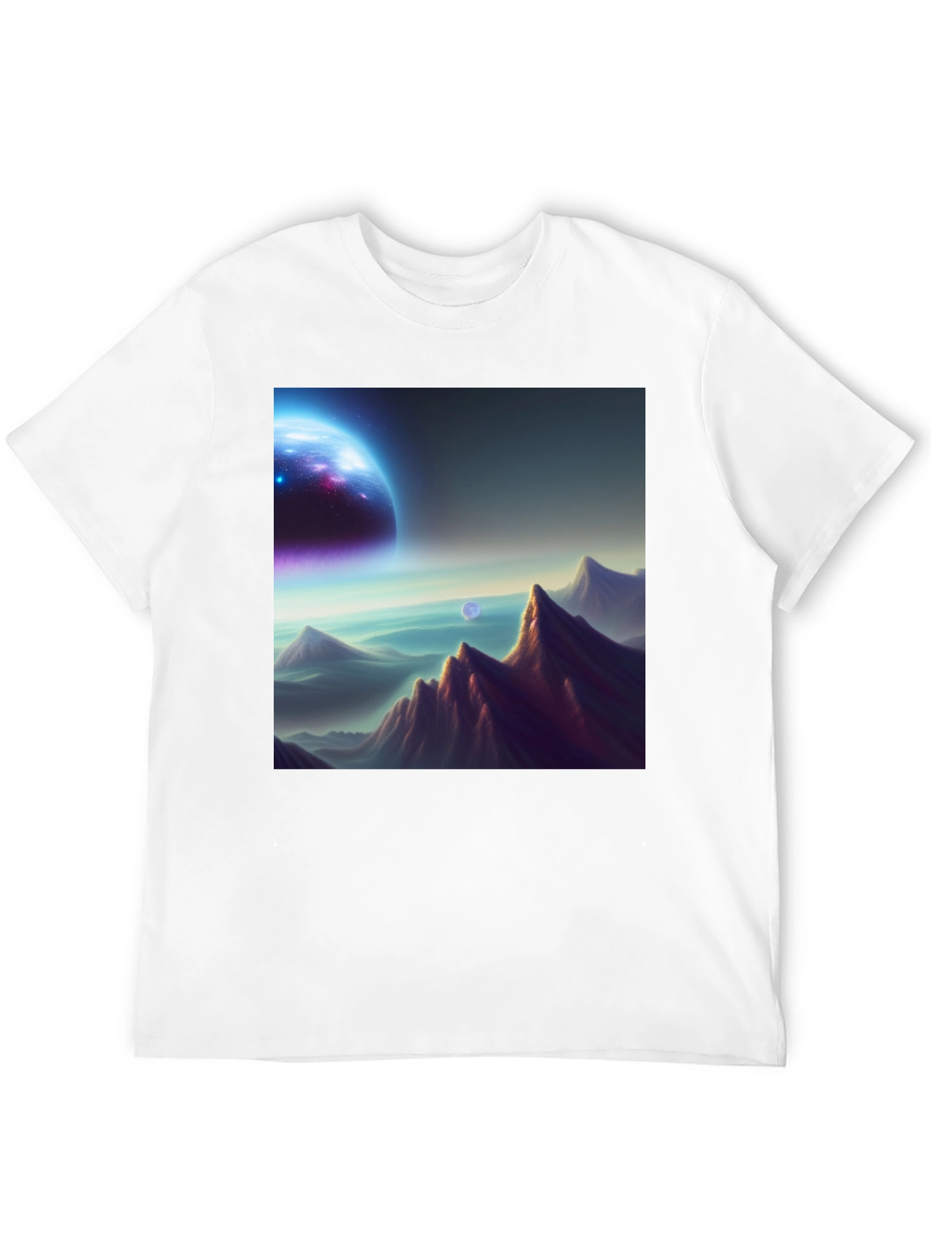 Cosmic Landscape Graphic Tee - Black Cotton Blend