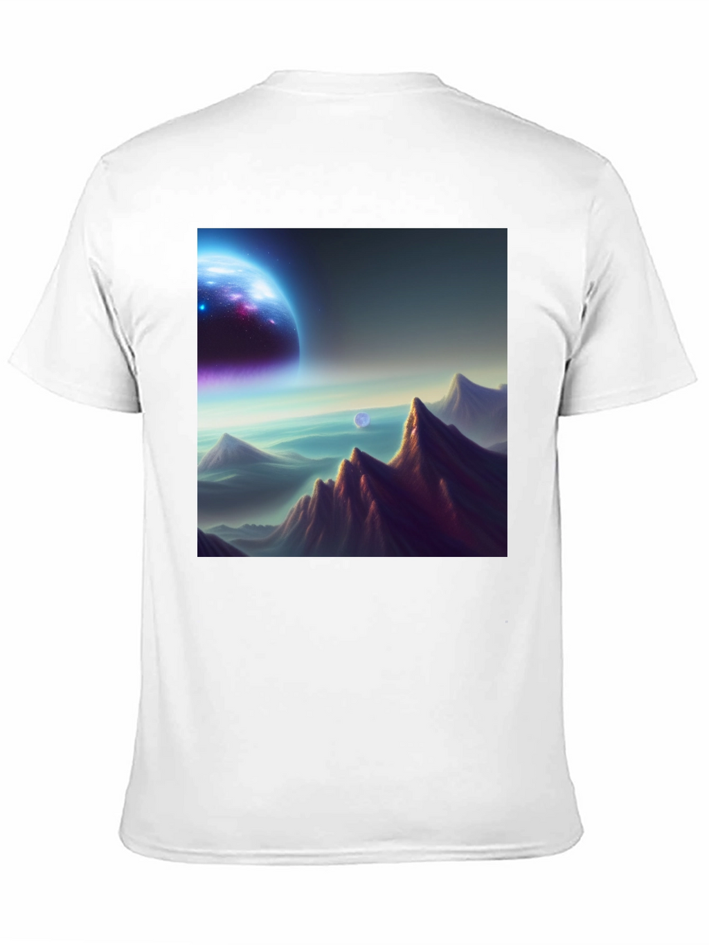 Cosmic Landscape Graphic Tee - Black Cotton Blend