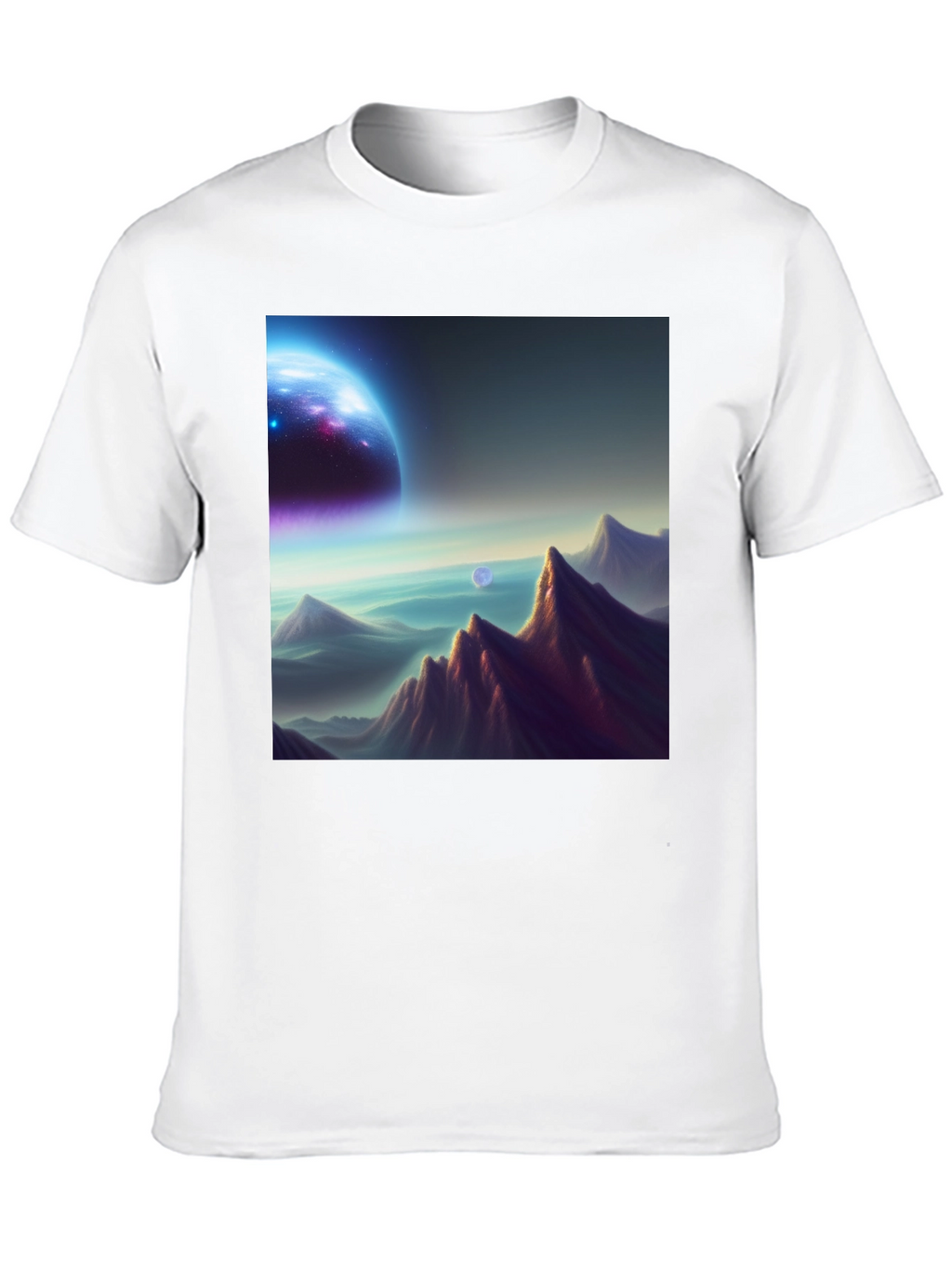 Cosmic Landscape Graphic Tee - Black Cotton Blend