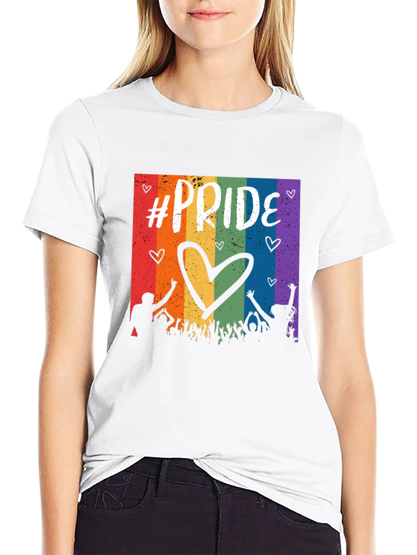 Pride Celebration T-Shirt - Rainbow Heart Design