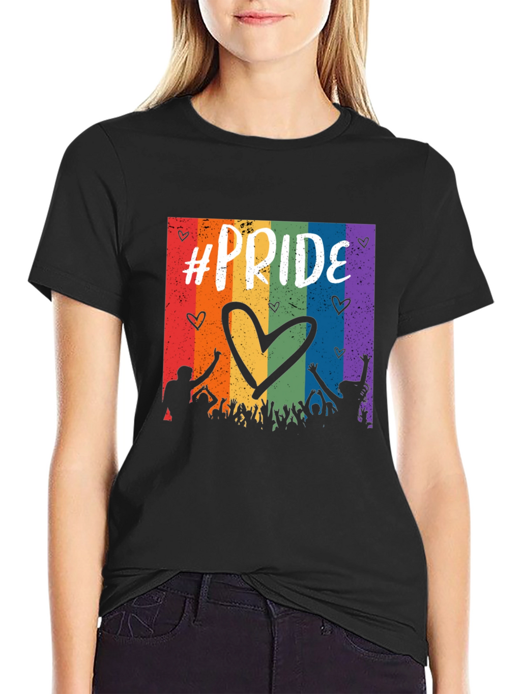 Pride Celebration T-Shirt - Rainbow Heart Design