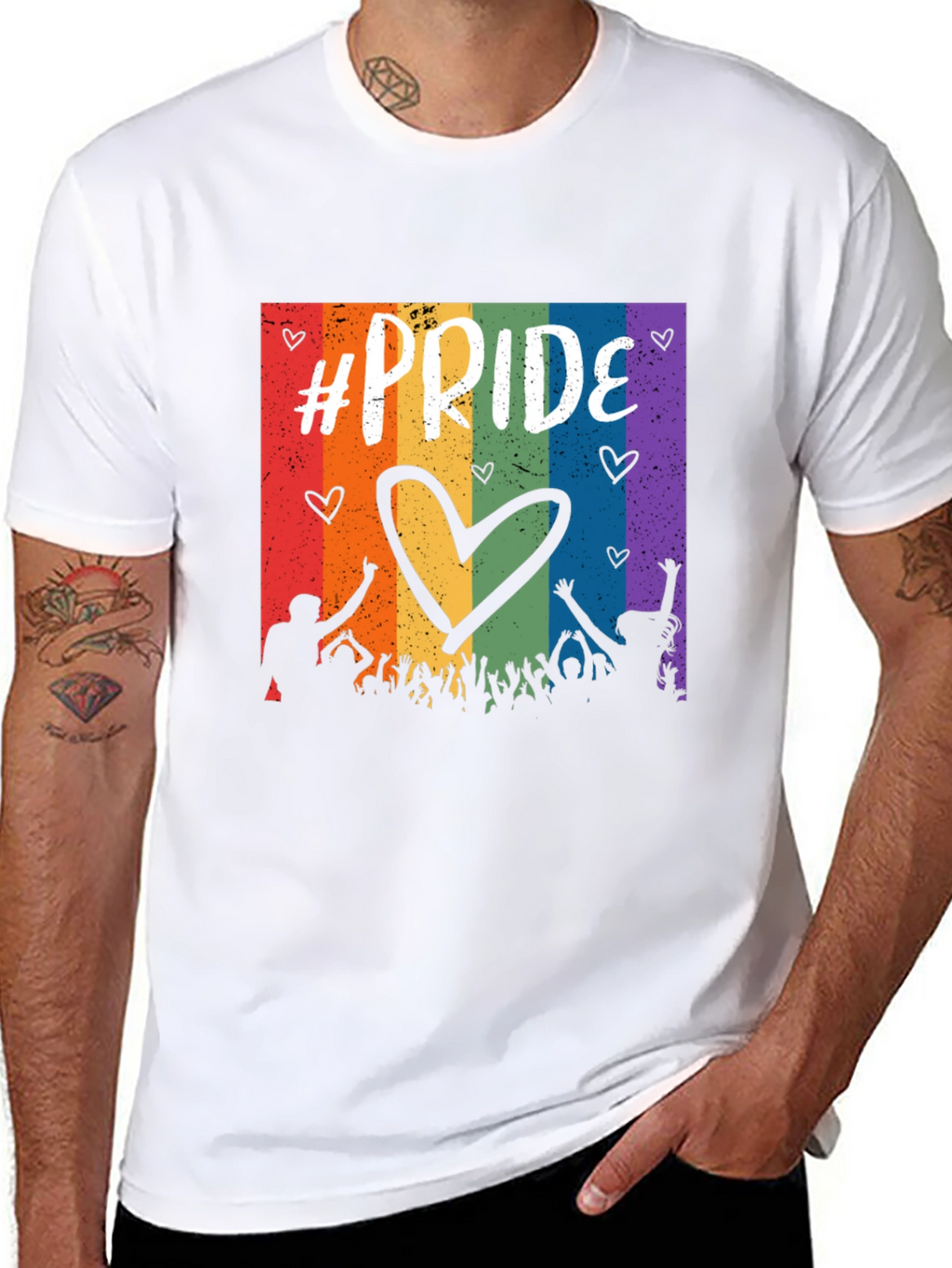 Pride Celebration T-Shirt - Rainbow Heart Design