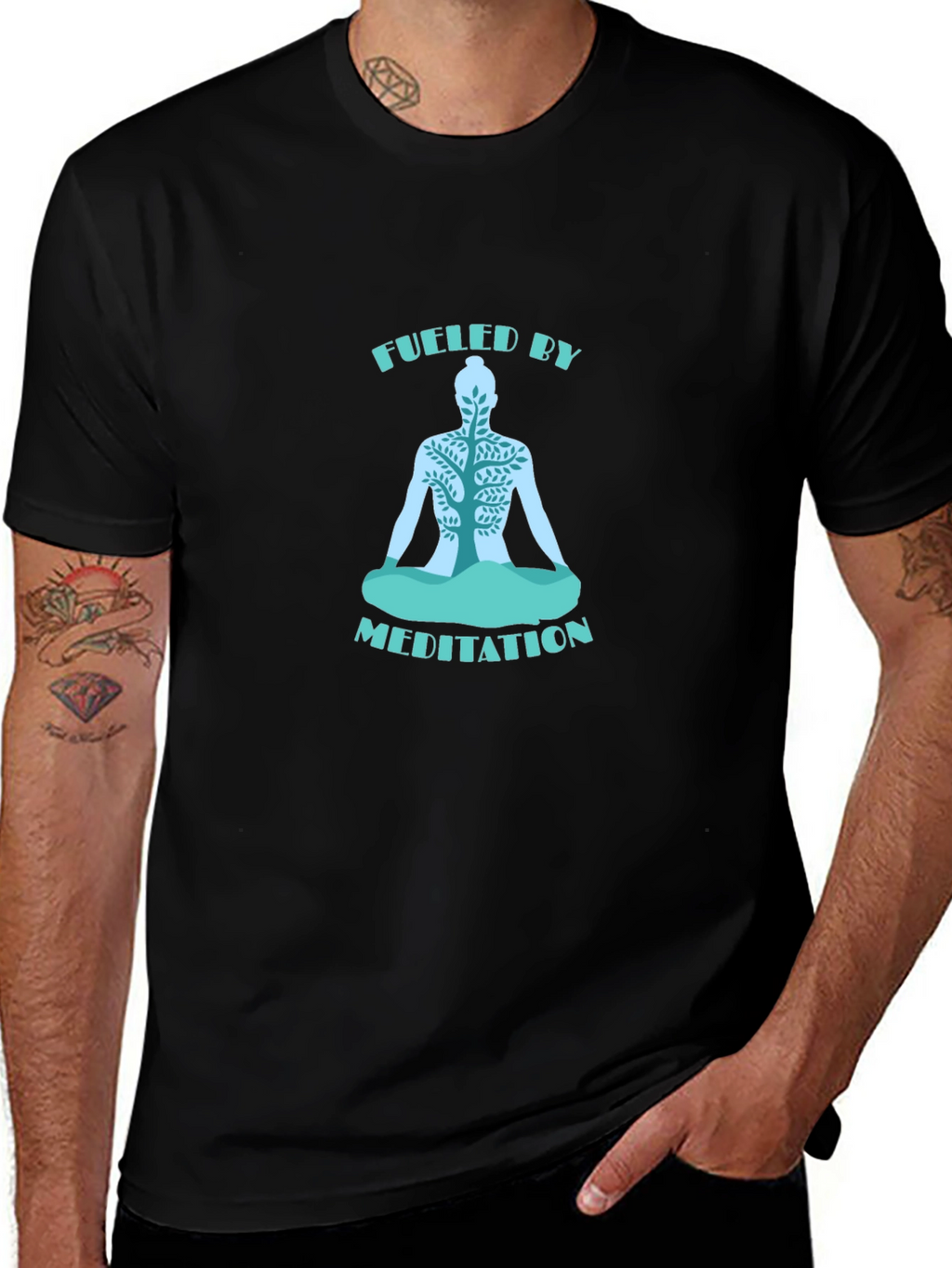 Fueled by Meditation T-Shirt - Black Yoga Tee