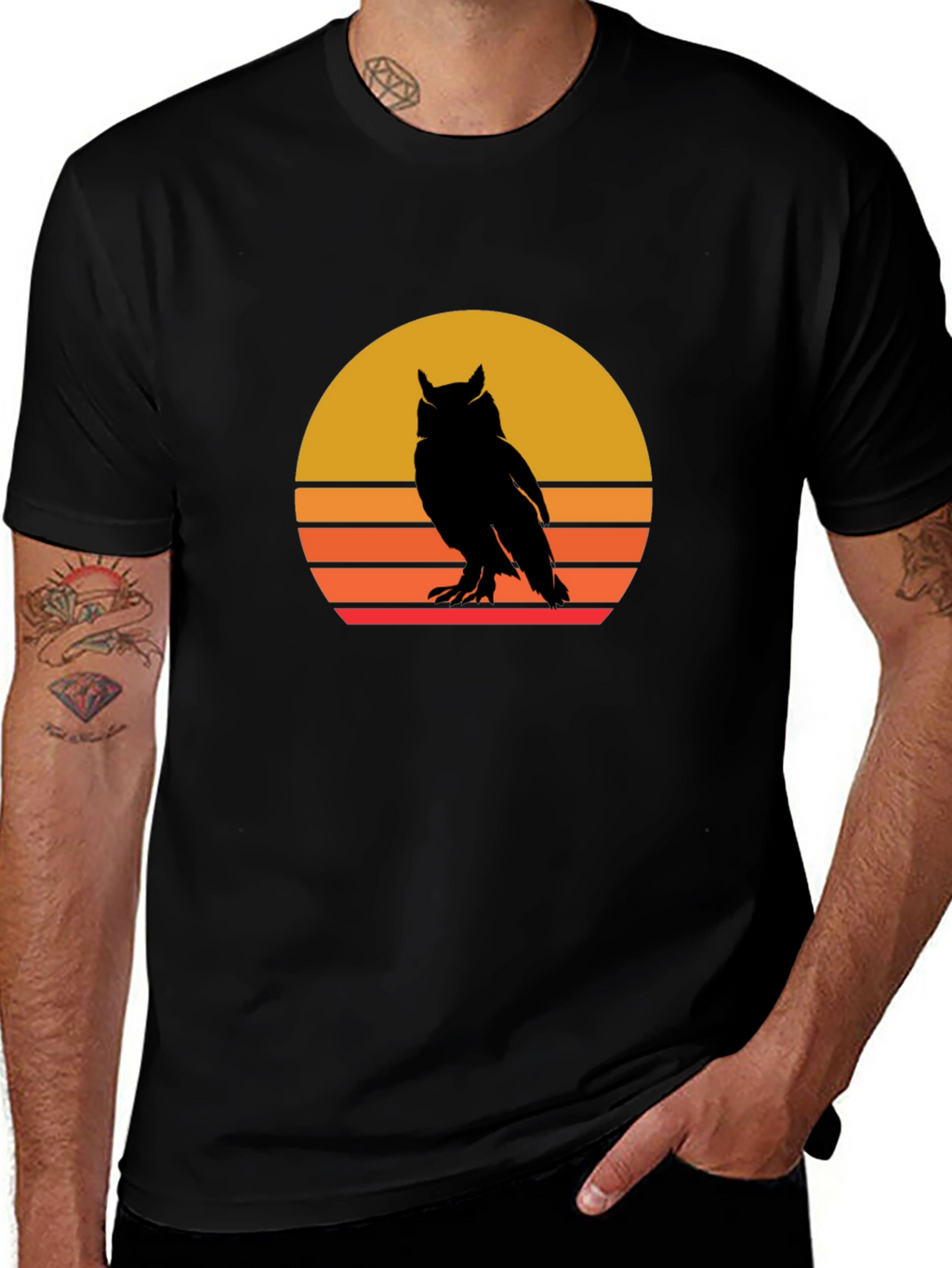 Retro Owl Sunset Graphic Tee