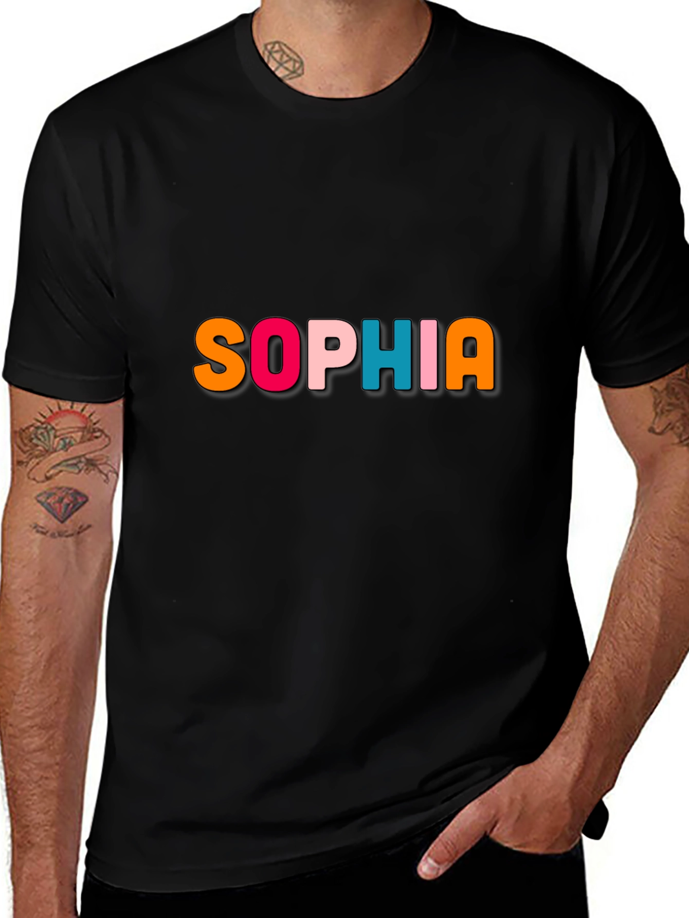 Sophia Colorful Name T-Shirt - Black
