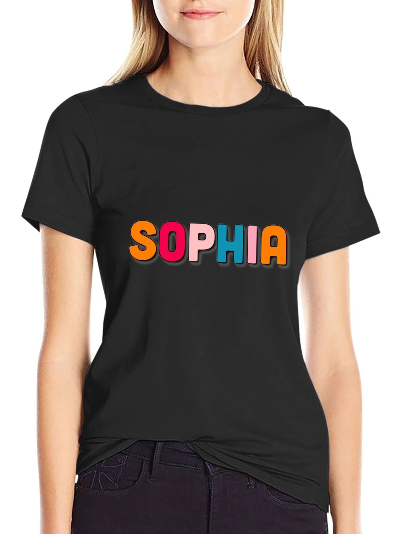 Sophia Colorful Name T-Shirt - Black