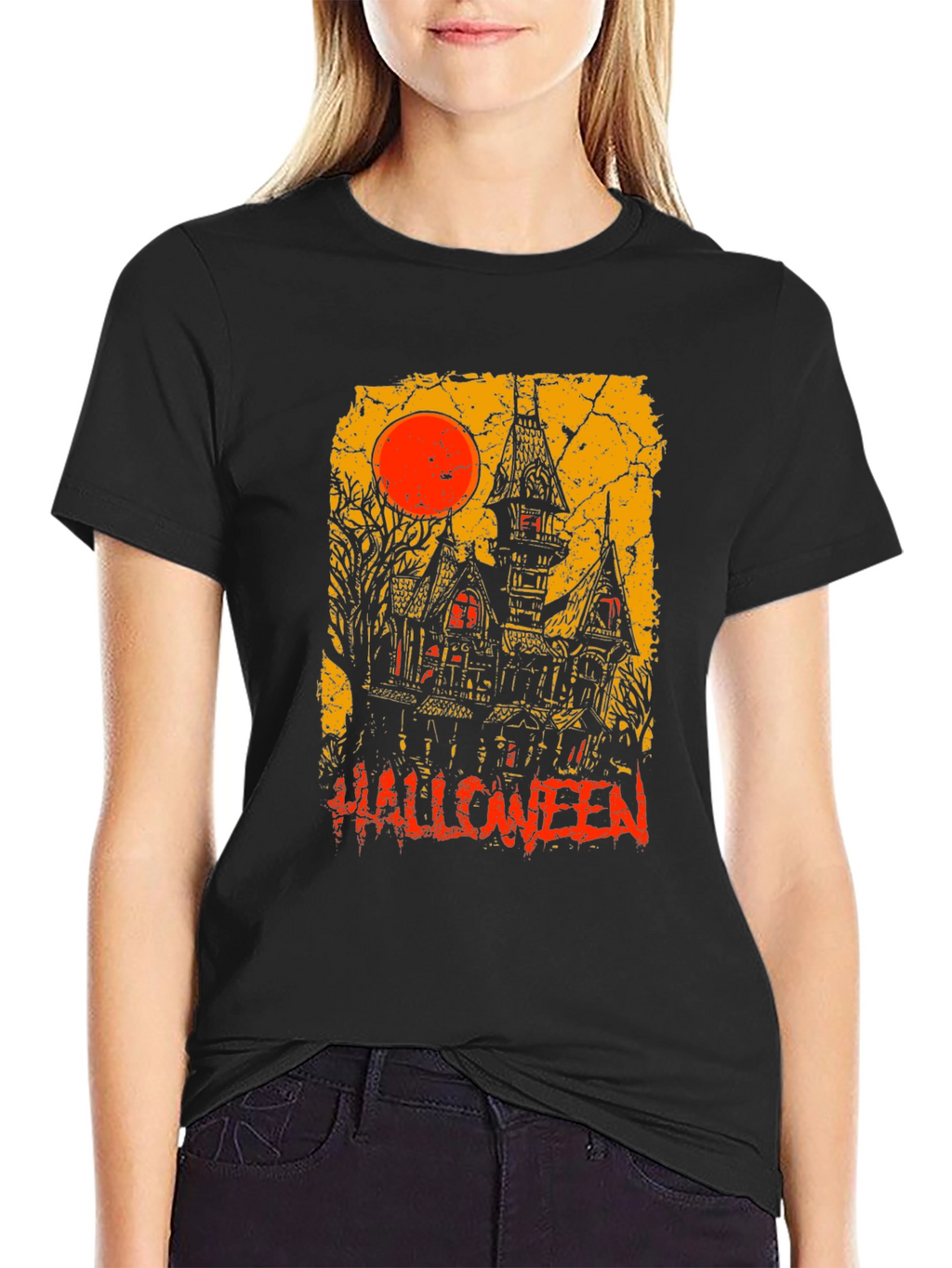 Halloween Haunted House Graphic Tee