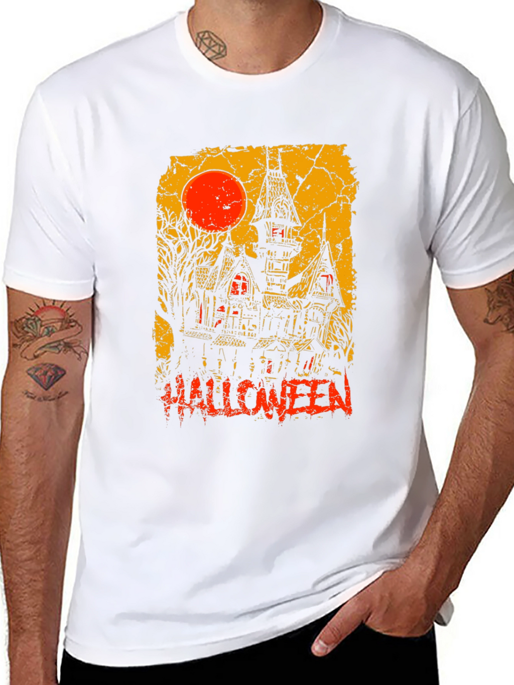 Halloween Haunted House Graphic Tee