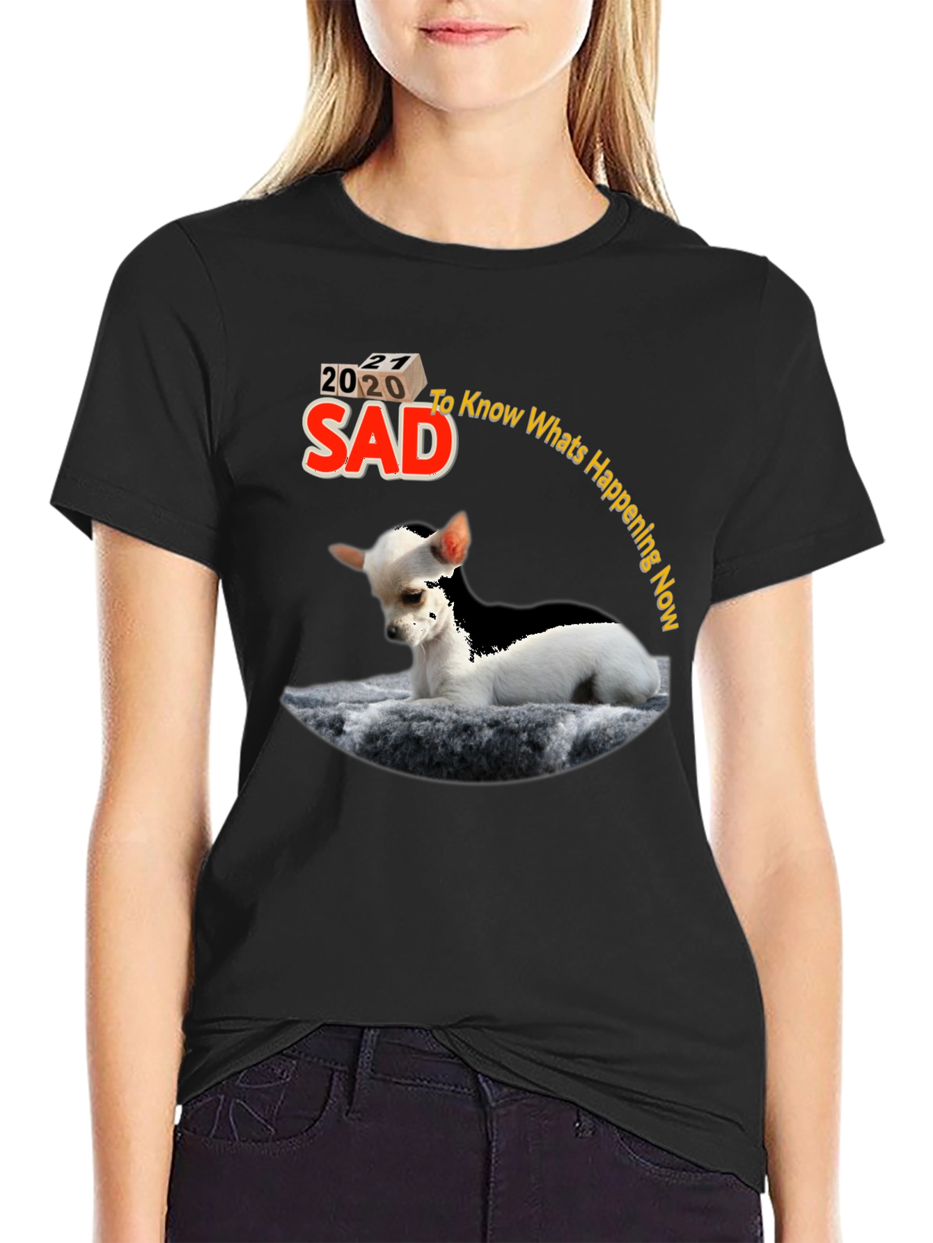 Sad 2020 Chihuahua Graphic T-Shirt