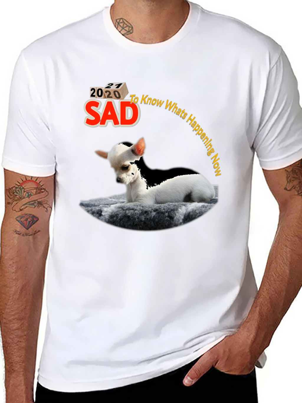Sad 2020 Chihuahua Graphic T-Shirt