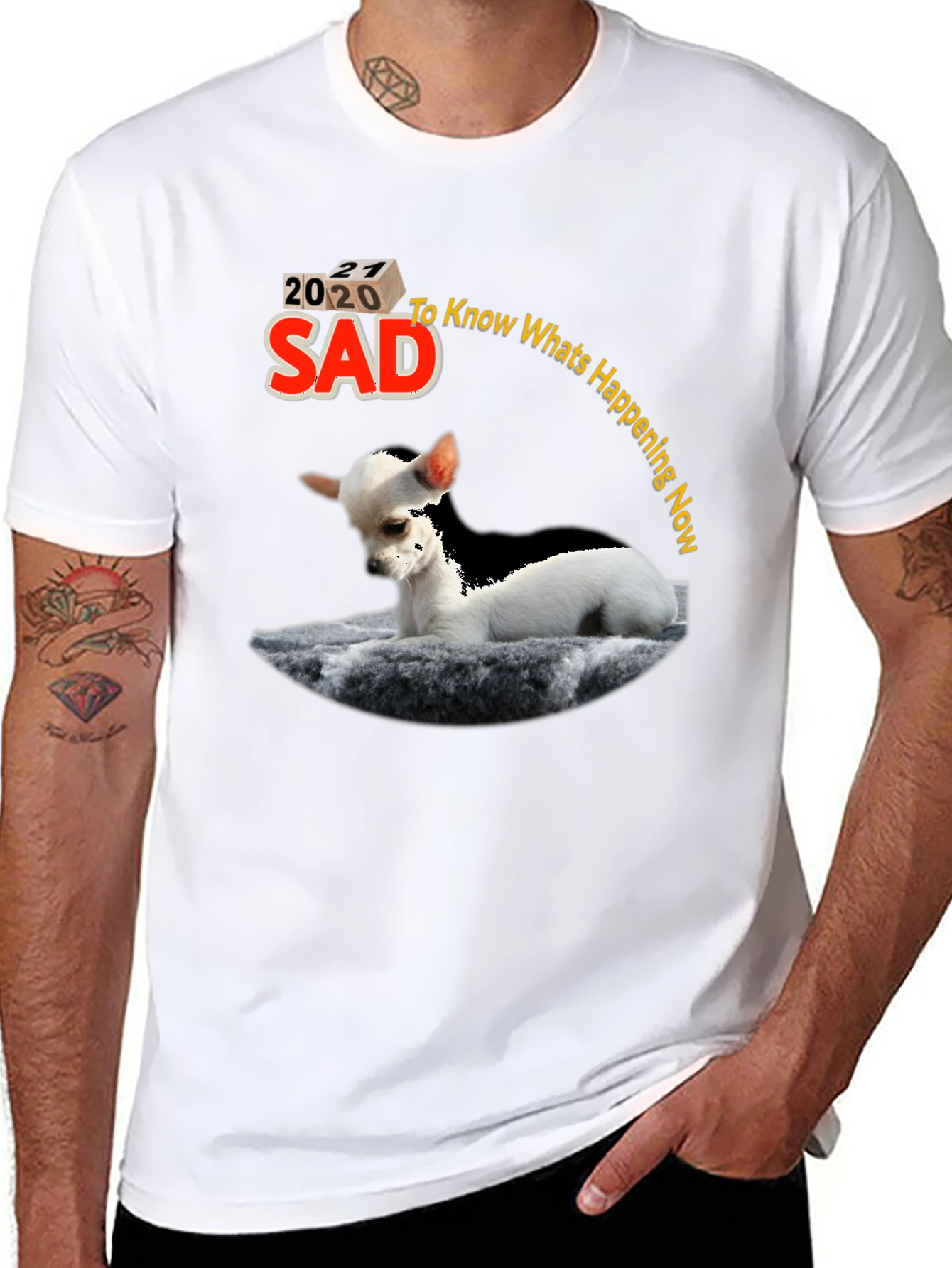 Sad 2020 Chihuahua Graphic T-Shirt
