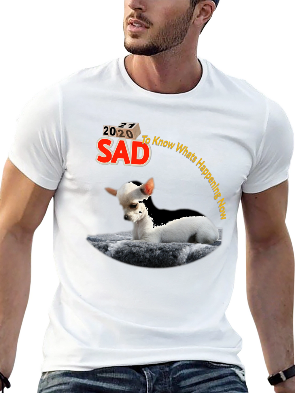 Sad 2020 Chihuahua Graphic T-Shirt
