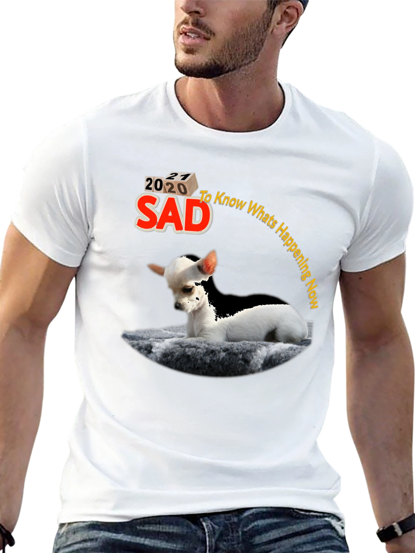 Sad 2020 Chihuahua Graphic T-Shirt
