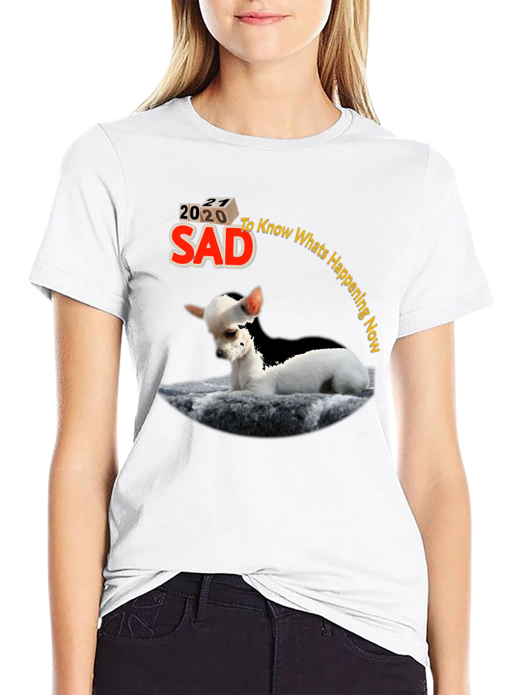 Sad 2020 Chihuahua Graphic T-Shirt