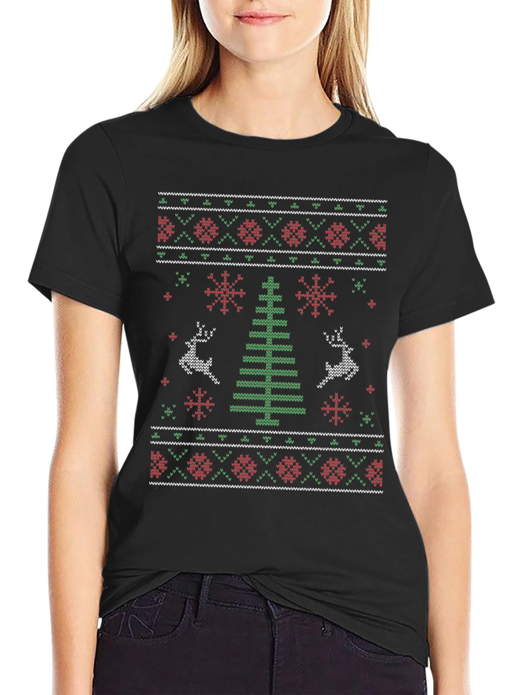 Ugly Christmas Sweater Style Graphic Tee