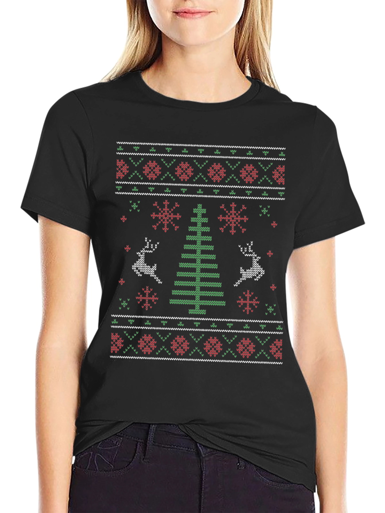 Ugly Christmas Sweater Style Graphic Tee
