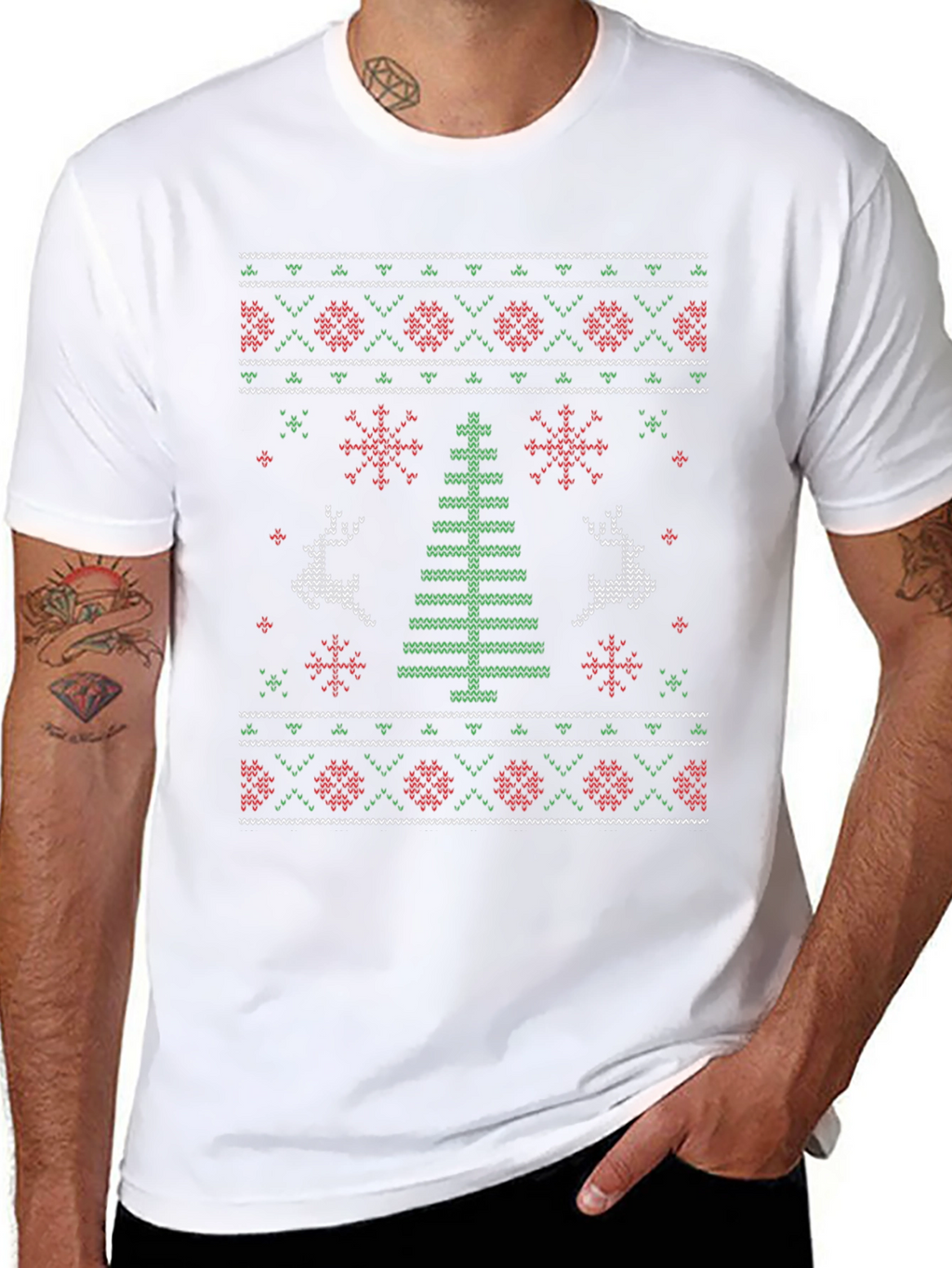 Ugly Christmas Sweater Style Graphic Tee