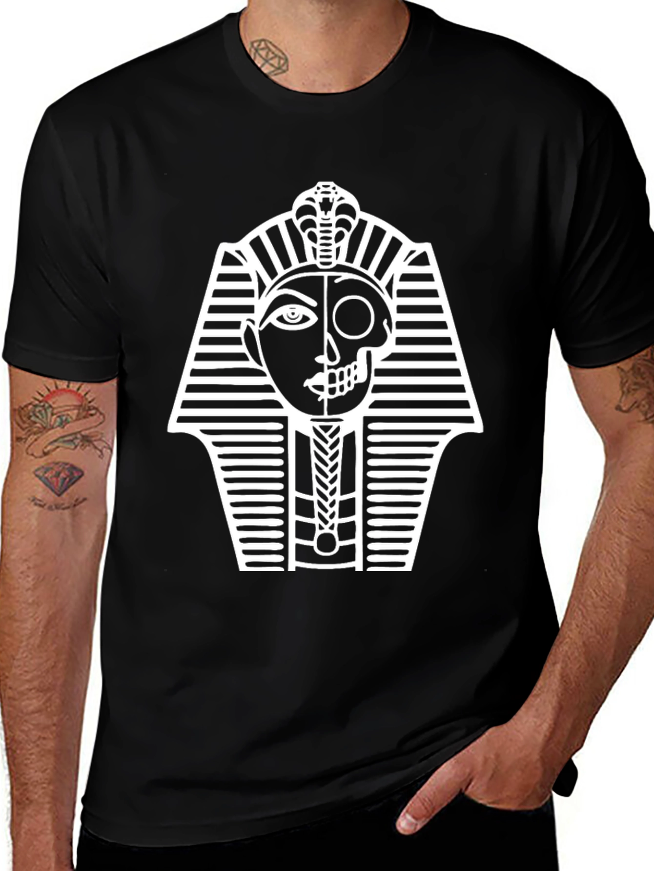 Egyptian Pharaoh Skull Graphic T-Shirt
